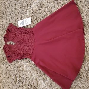 COPY - Girls formal maroon dress lace easter dress size 7 rare editions nwot